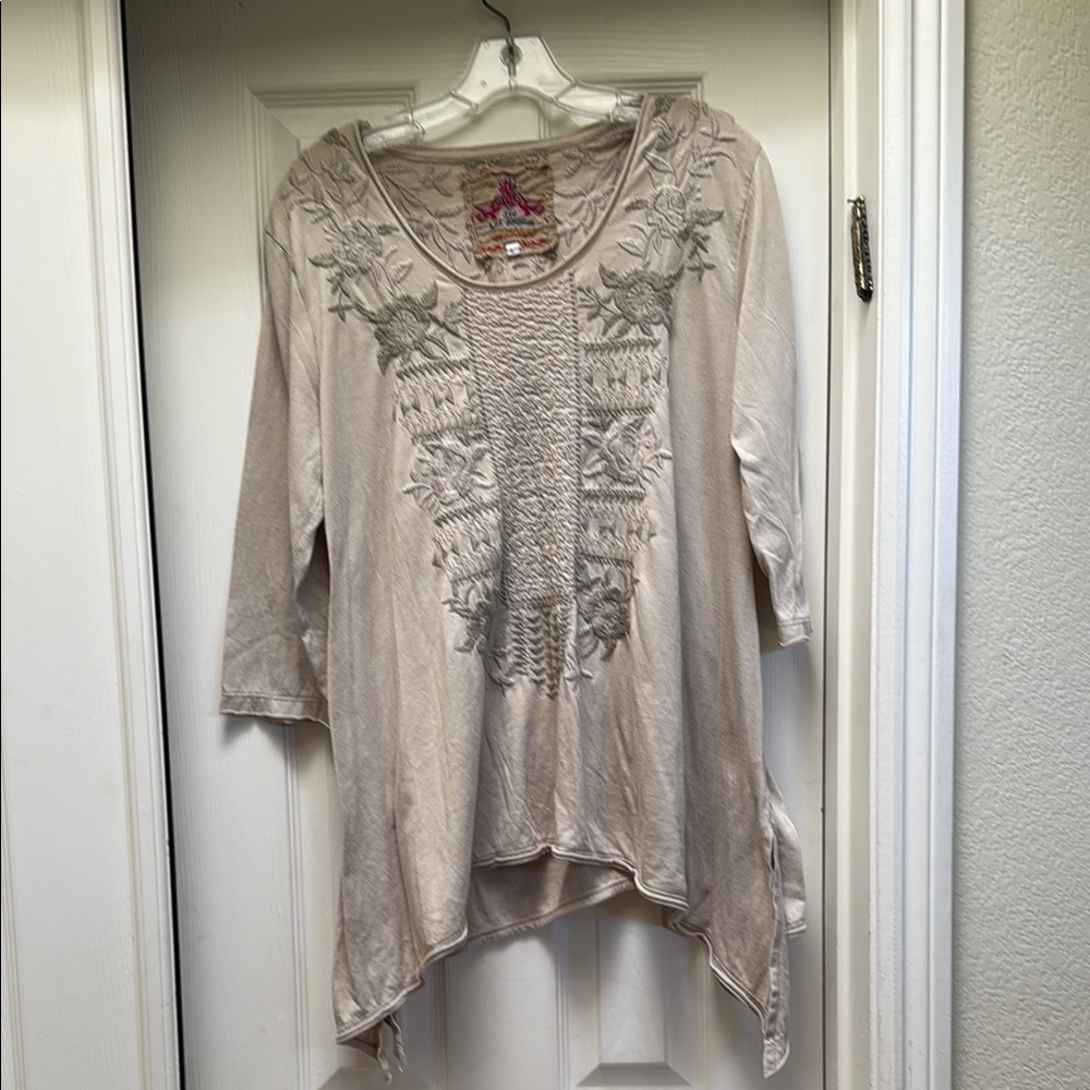 Embroidered Beige Top